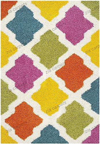 Image of Modern Quality Carpet /Trending Design Hand Woven Fluffy Rug /Mats for Bedroom /Dinning Hall /Living Room 2-inch Thick [Size 4x4 Feet Square]