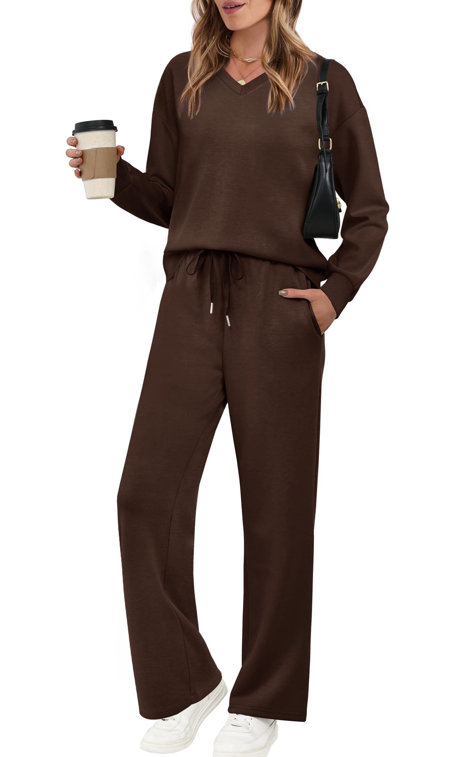 WIHOLL Women's 2 Piece Matching Lounge Set Sweatsuits Fall Outfits