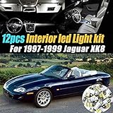 12Pc Super White 6000k Car Interior LED Light Bulb Kit Pack Compatible for 1997-1999 Jaguar XK8