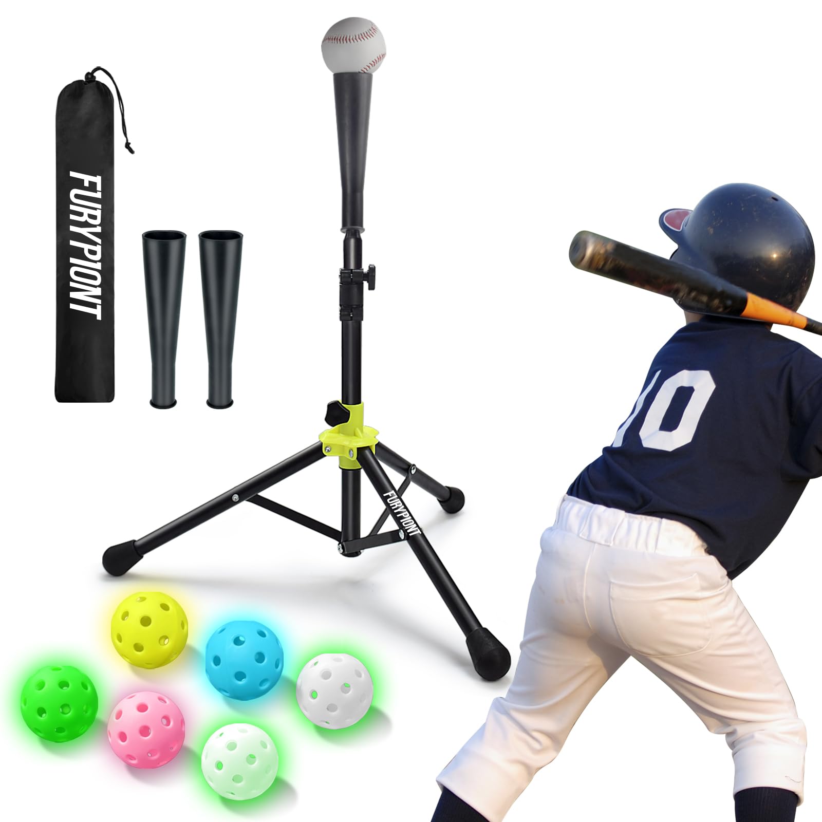 Baseball Tee ELKCIP Baseball Batting Tee - Adjustable Height Softball Tee  Ball Wiffle Ball Bat, image size:1600x1600