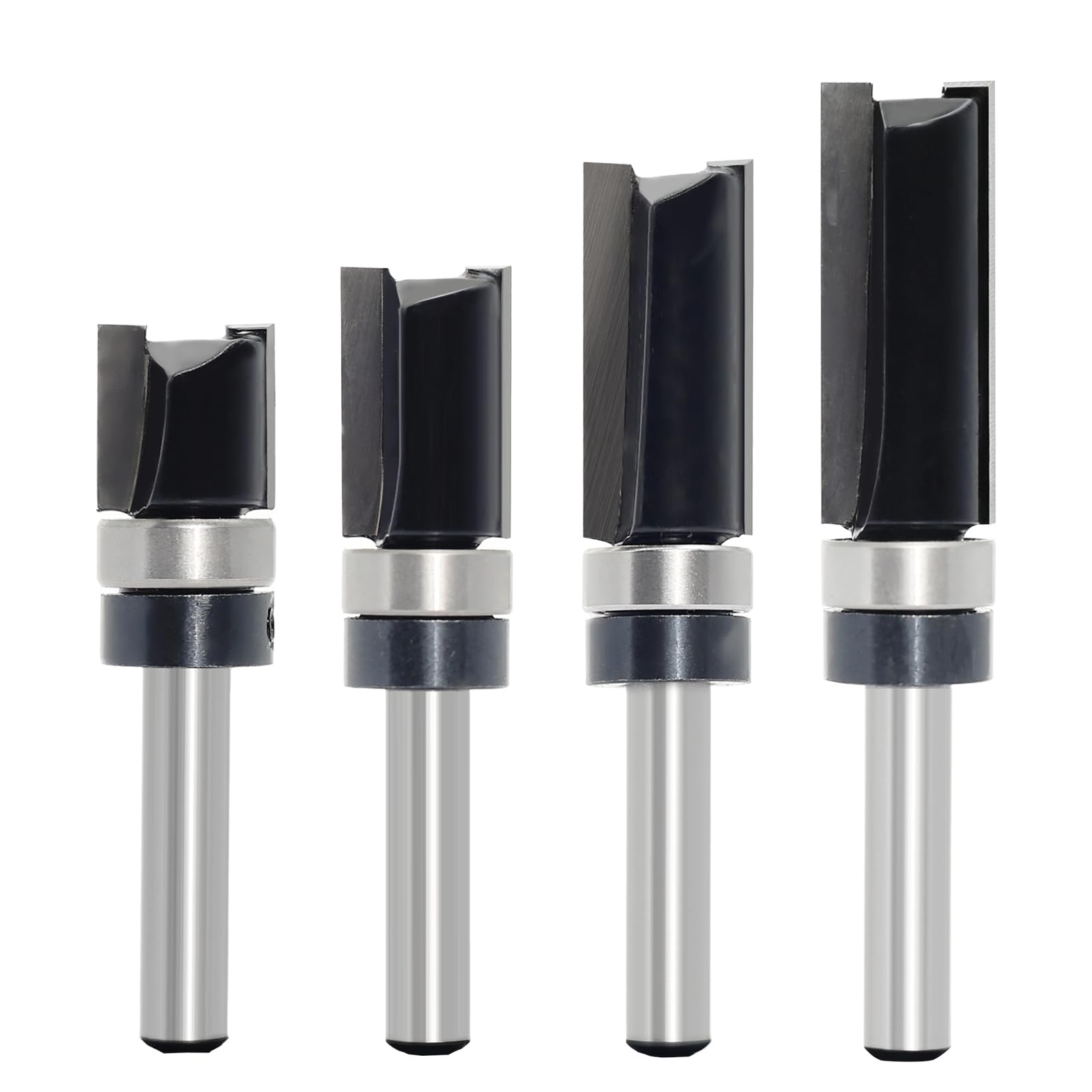 Set di 4 frese da copiare in legno a gambo da 6 mm, con cuscinetti a sfera, strumento da taglio professionale per router per legno