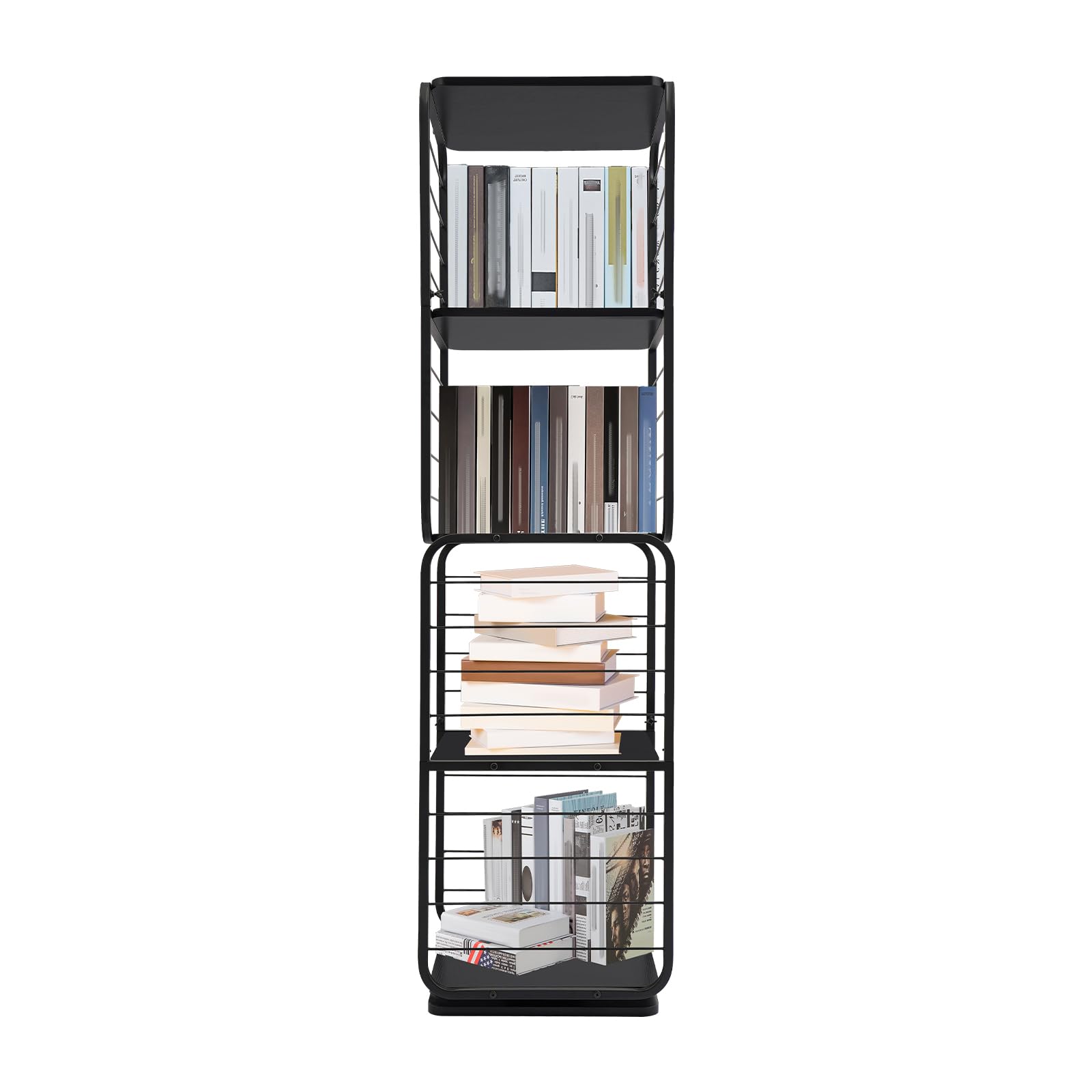 LUOSHALIYA 4-Tier Corner Bookcase for Small Space, White Bookcase Book Storage, Tall Narrow Corner Book Shelf for Small Space (Black)