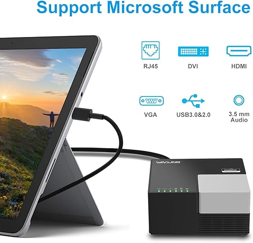 Miniatura 4 de Replicador de puertos USB 30Wavlink para computadora portátil visualización de pantalla con monitor dual DVI HDMI VGA Gigabit Ethernet audio