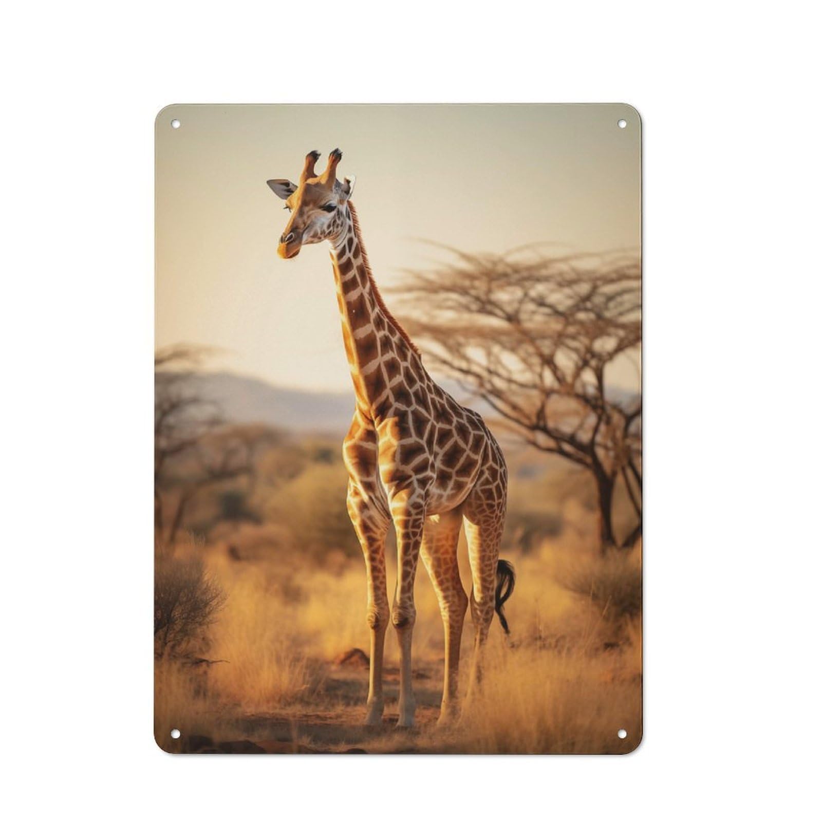 Junmoney Giraffe Portrait 40X30cm Retro Tin Sign With For Home Office Or Studio, For Home Interiors, Feature Walls And Decorative Displays