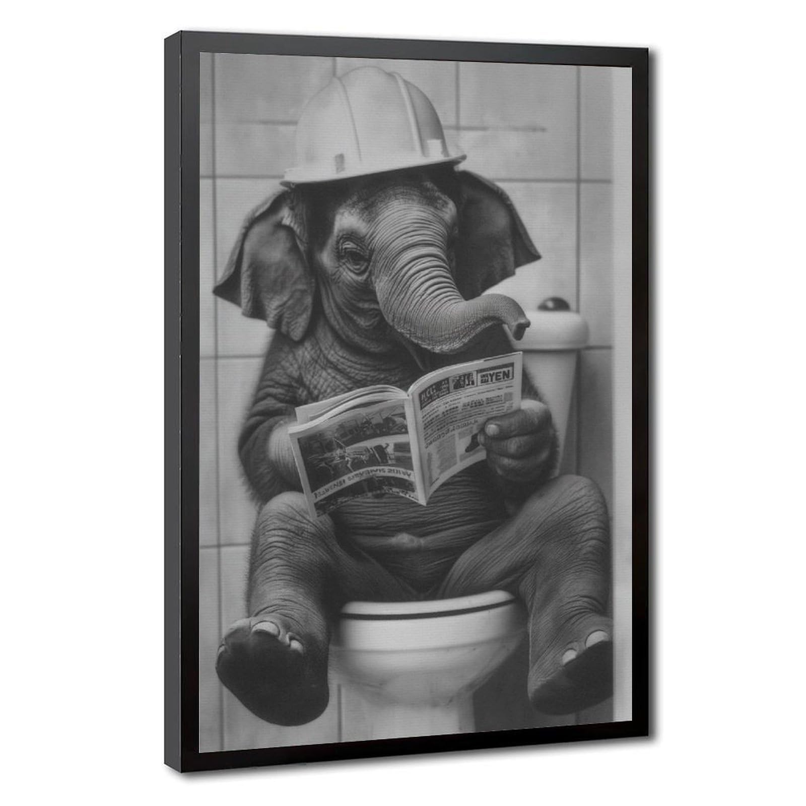 Bareronor Toilet Elephant Poster Canvas Poster Bedroom Decor Landscape Office Room Decor Gift 24" L X 36" W