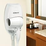 Conair 134RC 1600 Watt Wall Mount Hair Dryer, 2 Heat/ Speed settings Blow Dryer, Removable Air Filter