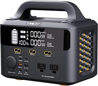 GOOLOO GTX300 Portable Power Station, 300Wh Solar Generator with 110V/300W（Peak 600W）Pure Sine Wave AC Outlet,60W USB-C PD...