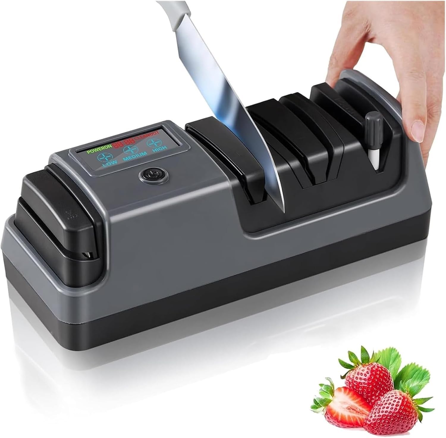 Eiwitany Efficient 3-Step Knife Sharpening Device Built-in LCD Control Panel, Fast Restoration & Finishing for Chef Cutlery