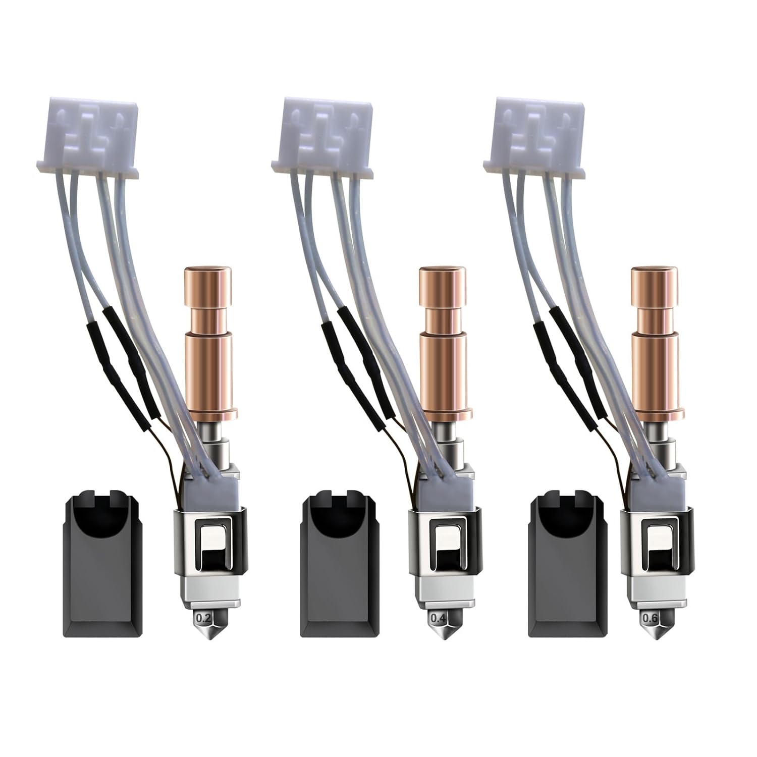 Upgraded 3 Pack Hardened Ceramic Hotend for Kobra S1 Combo 0.2MM 0.4MM 0.6MM Stainless Steel Print Head Extruder Kit Hot End Heater Block Heating Rod Thermistor Nozzle for Anycubic Kobra S1/ACE Pro