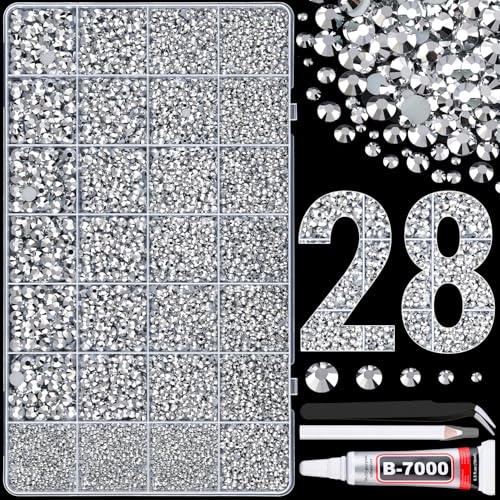 Image of 30000Pcs Resin Rhinestones for Bedazzling with Tweezers, Silver Rhinestones for Crafting with B7000 Jewelry Glue for DIY Crafts Clothing Tumblers Shoes Fabric Nail Art