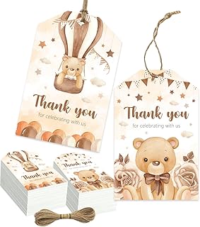 Bear Thank You for Celebrating with Us Tags- Bear Baby Shower Tags Gift Tags Paper Label Gift Wrap Hang Tags Thank You Tags for Wedding Birthday Baby Shower Party Favors(50Pcs)