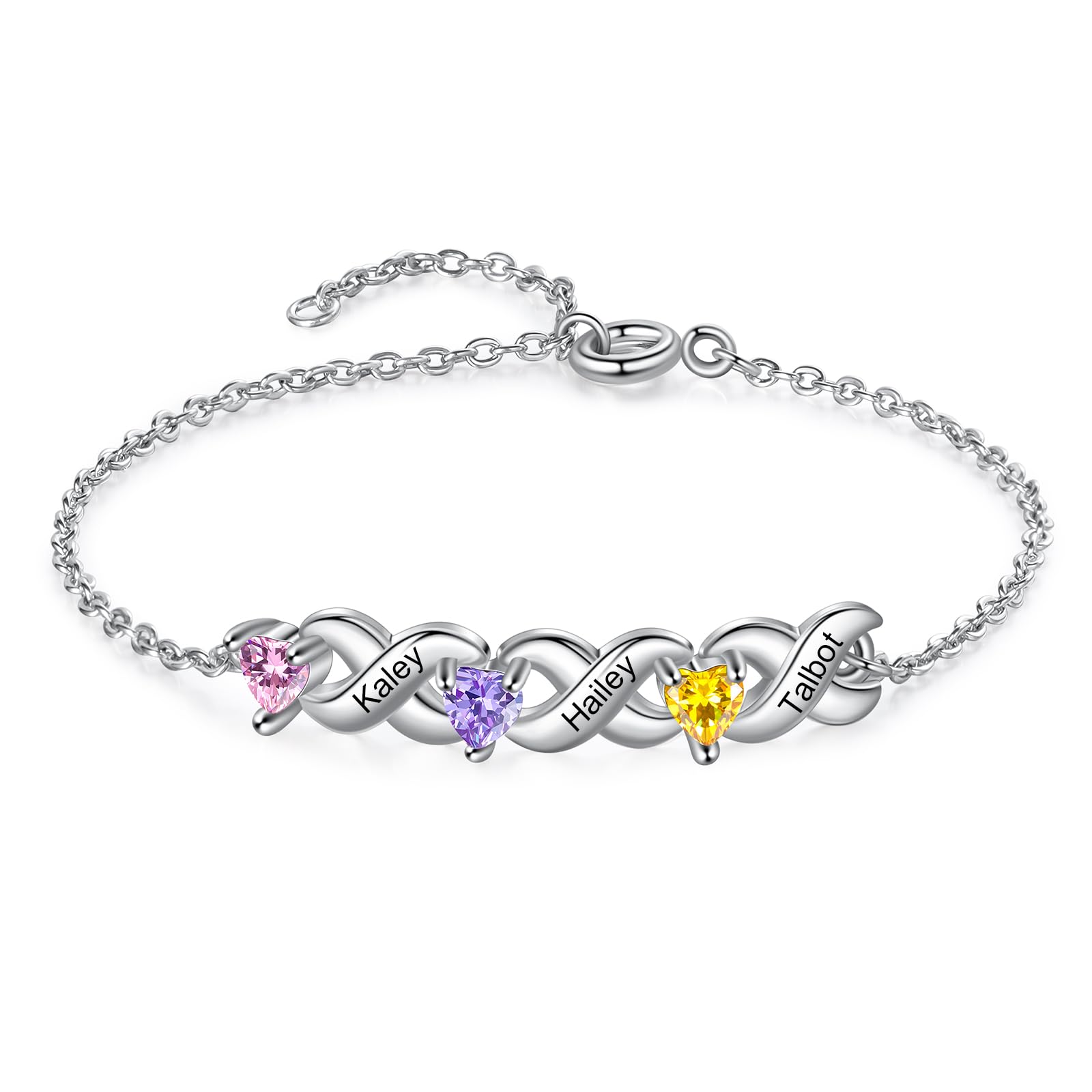JeweideaPulseras Personalizadas con Nombre Pulsera con Grabado Mujer Pulseras de Plata Pulsera Colgante para Mamá Hermana Esposa Novia Regalos del día de la madre