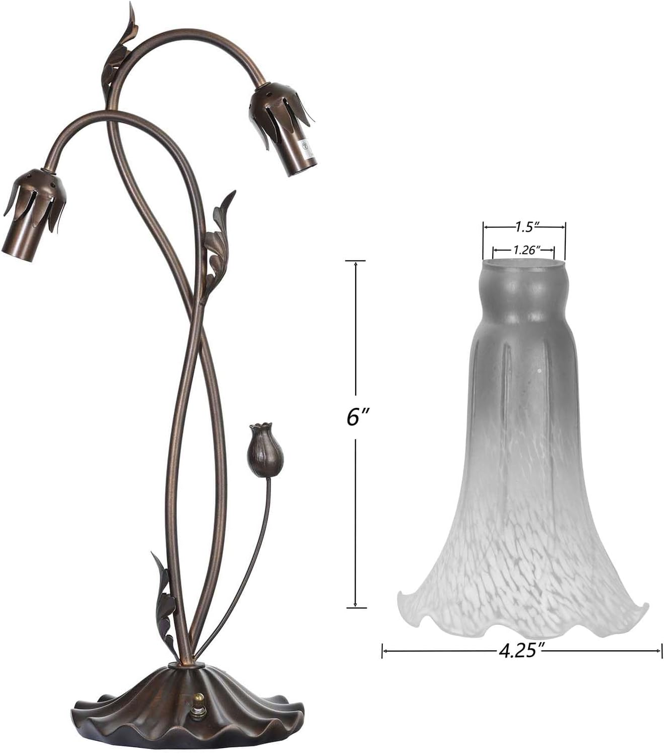 Bieye B10698 Pond Lily Table Lamp Base Replacement (2-Light)