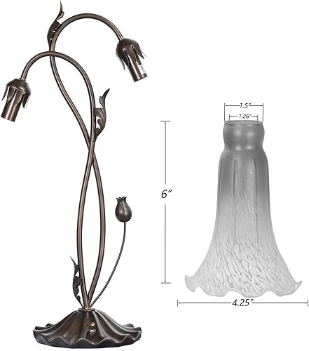 Miniatura 7 de Bieye L10698 Lámpara de mesa de cristal soplado con flores de lirio para decoración de sala de estar y dormitorio (2 luces, naranja)