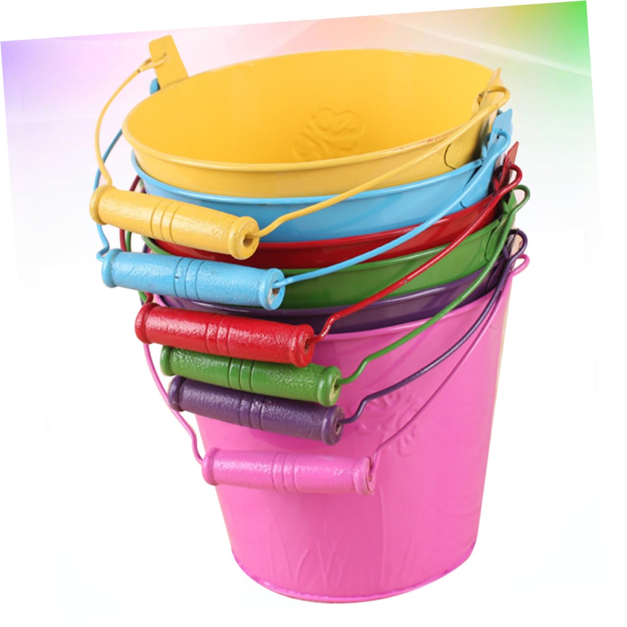 Seau de Plage pour Garçon et Filles 6pcs en Tinplate, Jouet de Plage Léger | Vacances, Jouet Exterieur à Sable Extérieur, Jouets de Sable et Eau Tout-petits Couleur Aléatoire
