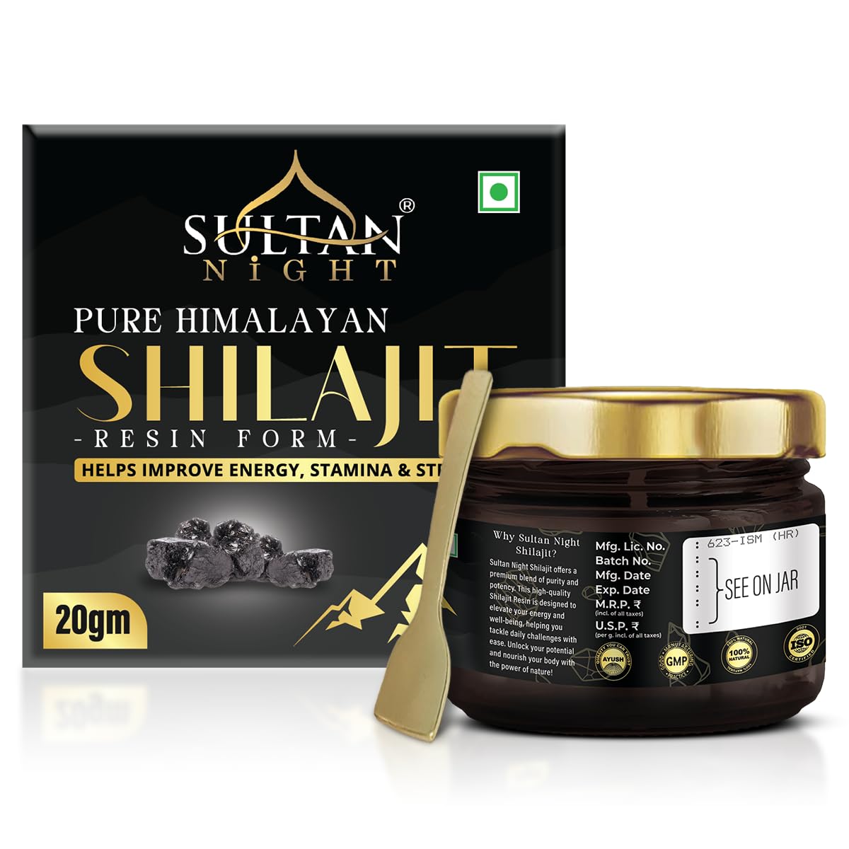 Sultan Night Pure Himalayan Shilajit Resin | Helps Improve Immunity | Power | Strength | Stamina & Muscle Growth for men & women | Lab-Tested Purity | 80 Servings | 20g (Pack of 1) — Amazon image 6