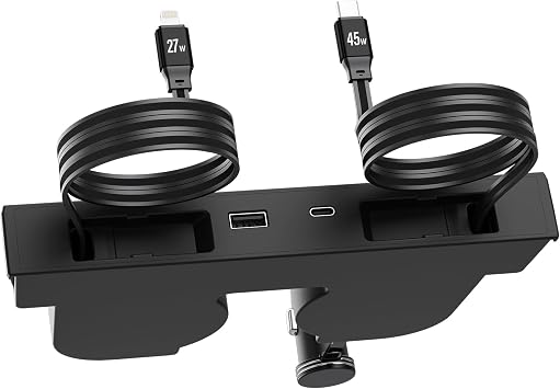 USB Hub for Tesla New Model Y Juniper & Model 3 Highland, Hidden Docking Station Design, Y Juniper Accessory for Tesla Model 3 2024-2025/Cell Phone Charger for Fast Charging Cable