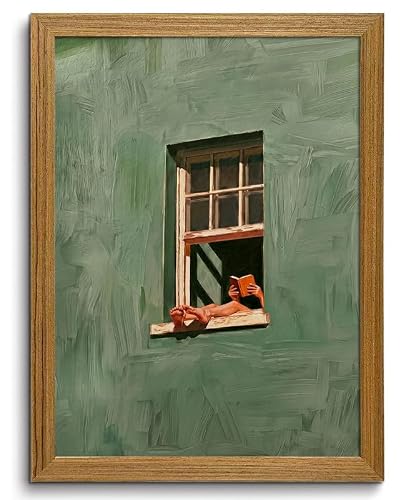 Woman Reading Wall Art Sage Green Book Framed Canvas Decor