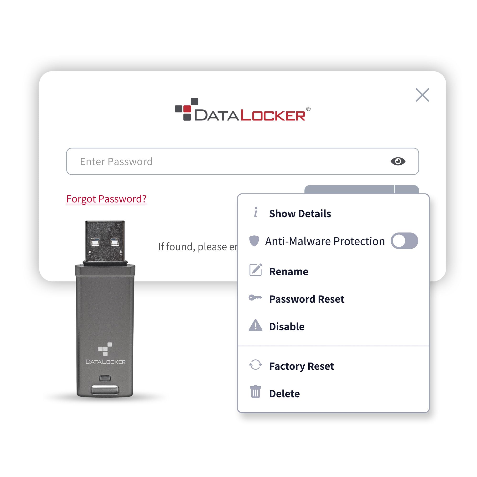 DataLocker DL GO Encrypted USB Flash Drive | USB 3.2 Gen 1 | AES 256-bit XTS | FIPS 197 | IP68 Rugged | TAA Compliant - 64GB