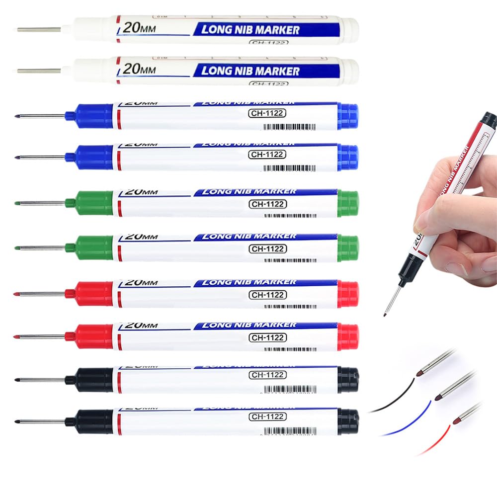Upgrade Long Head Deep Hole Marker Pens 20mm Quick-dry Waterproof Long Nib Permanent Markers Construction Marking Tool Carpenter