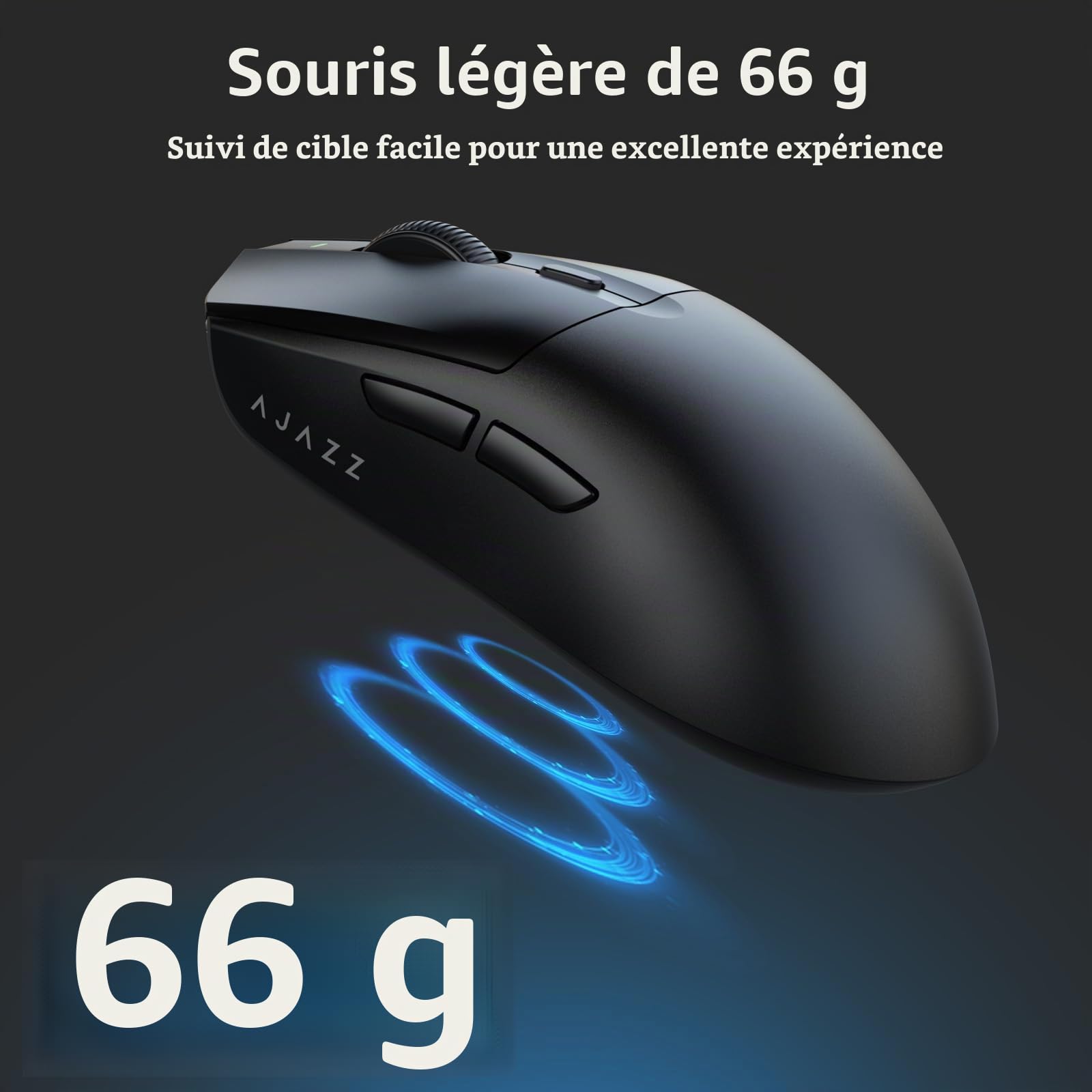 AJAZZ AJ139 V2 MC Wireless Gaming Mouse, PAW3311 Sensor, 24K DPI, 2.4G/USB-C/BT, 500mAh Battery, Ultra-Light 66g, RGB Magnetic Charging Base, 80 Million Clicks Life, Compatible with PC and Mac, Black