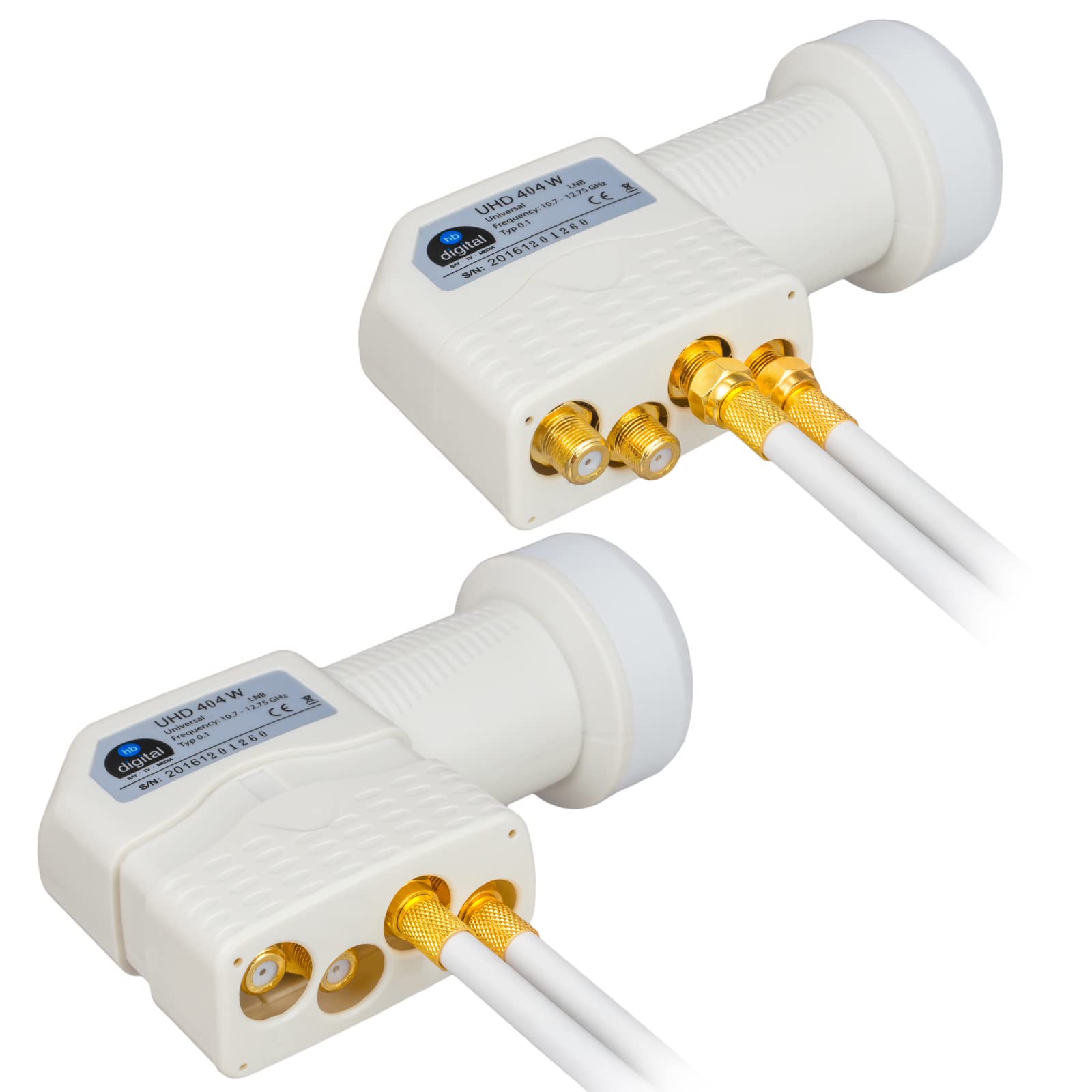 HB-DIGITAL 4X Quad LNB LNC 4 uczestników bezpośrednio (cztery sztuki) ✨ Full HD TV 3D 4K biały biały biały biały ■ styki pozłacane ■ ochrona przed warunkami atmosferycznymi (wyciągana)