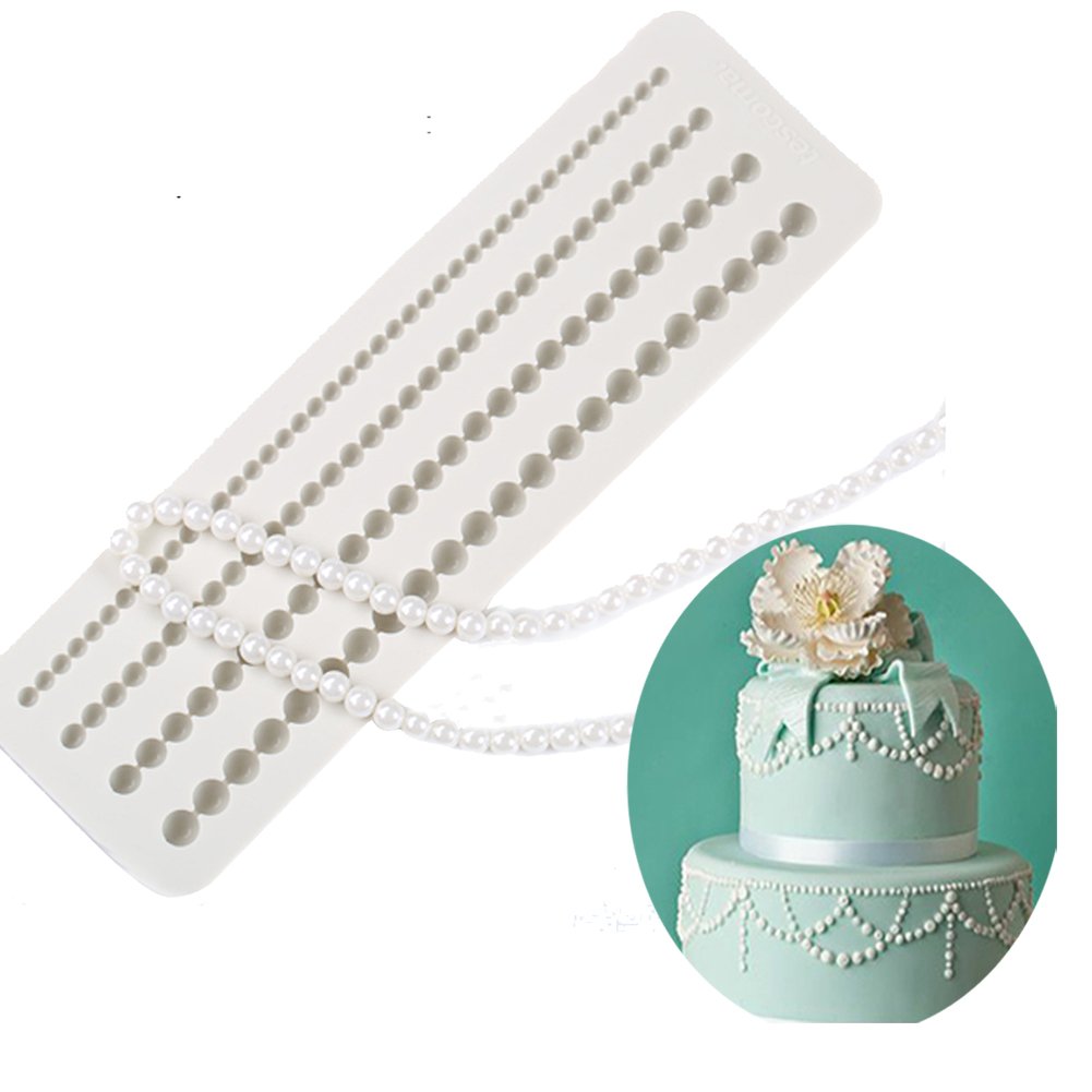 Cuentas perlas molde de silicona Fondant decoración molde cadena de perlas decoración de pasteles Sugarcraft herramienta de decoración