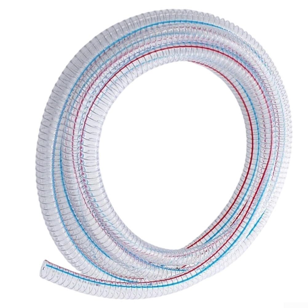 Manguera en espiral de acero de poliuretano transparente, manguera flexible de alta presión, 3/4 pulgadas, para aspiración al vacío para extracción de polvo (5 metros)