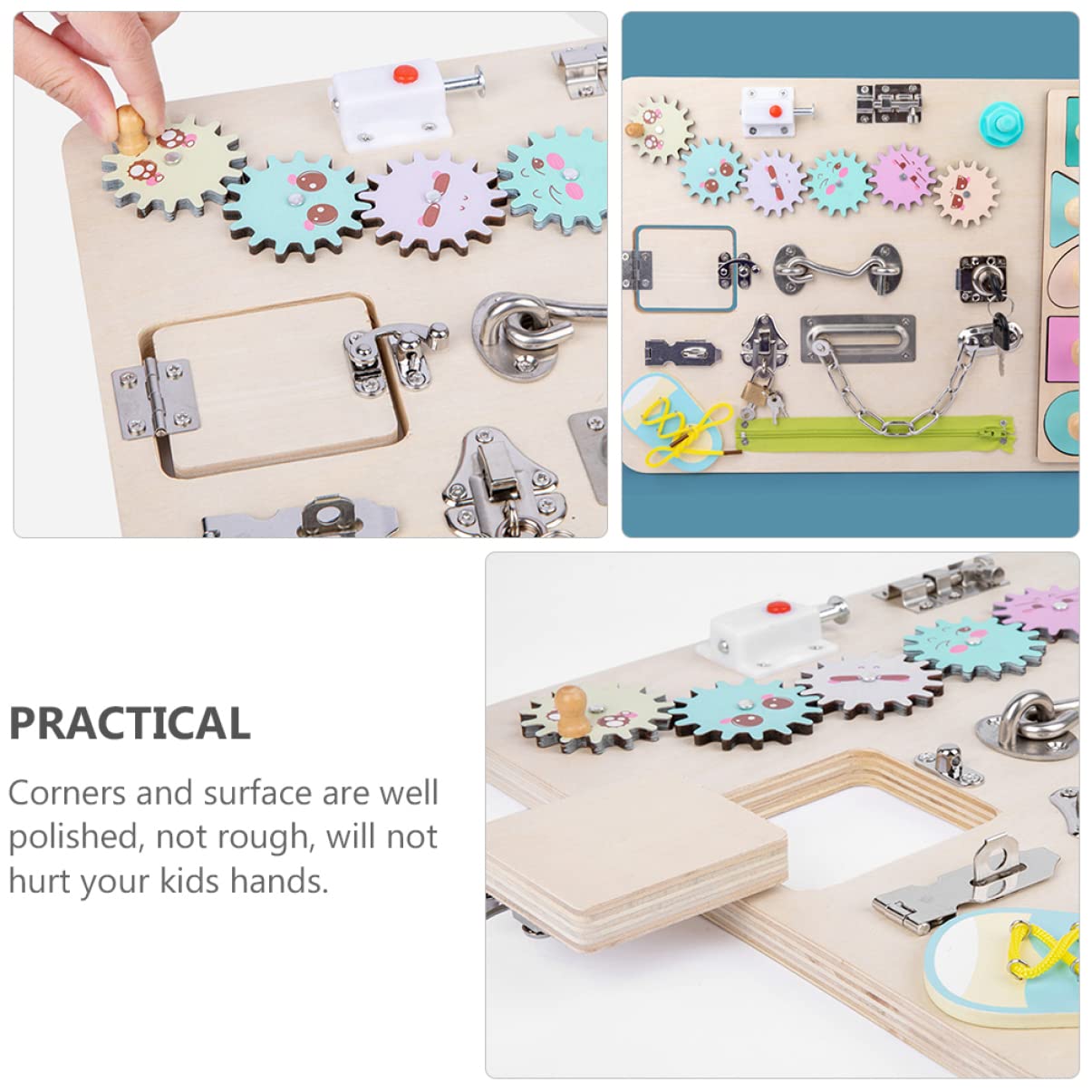 YARNOW Busy Board in Legno Colorato, Gioco Montessori per Bambini | Finitura Ben Levigata, Ingombro Ridotto, Struttura per Apprendimento Precoce