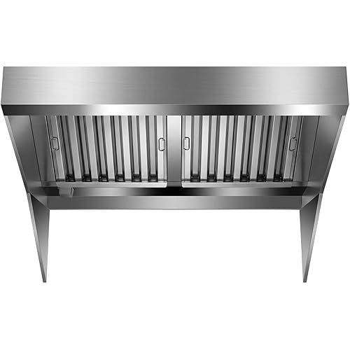 4Ft Commercial Exhaust Hood Rust-Resistant 201 Stainless Steel Vent Hood for Restaurant, Food Truck & Commercial Kitchen | Equipped with 4 Detachable U-Shaped Grid Oil Filter Screens