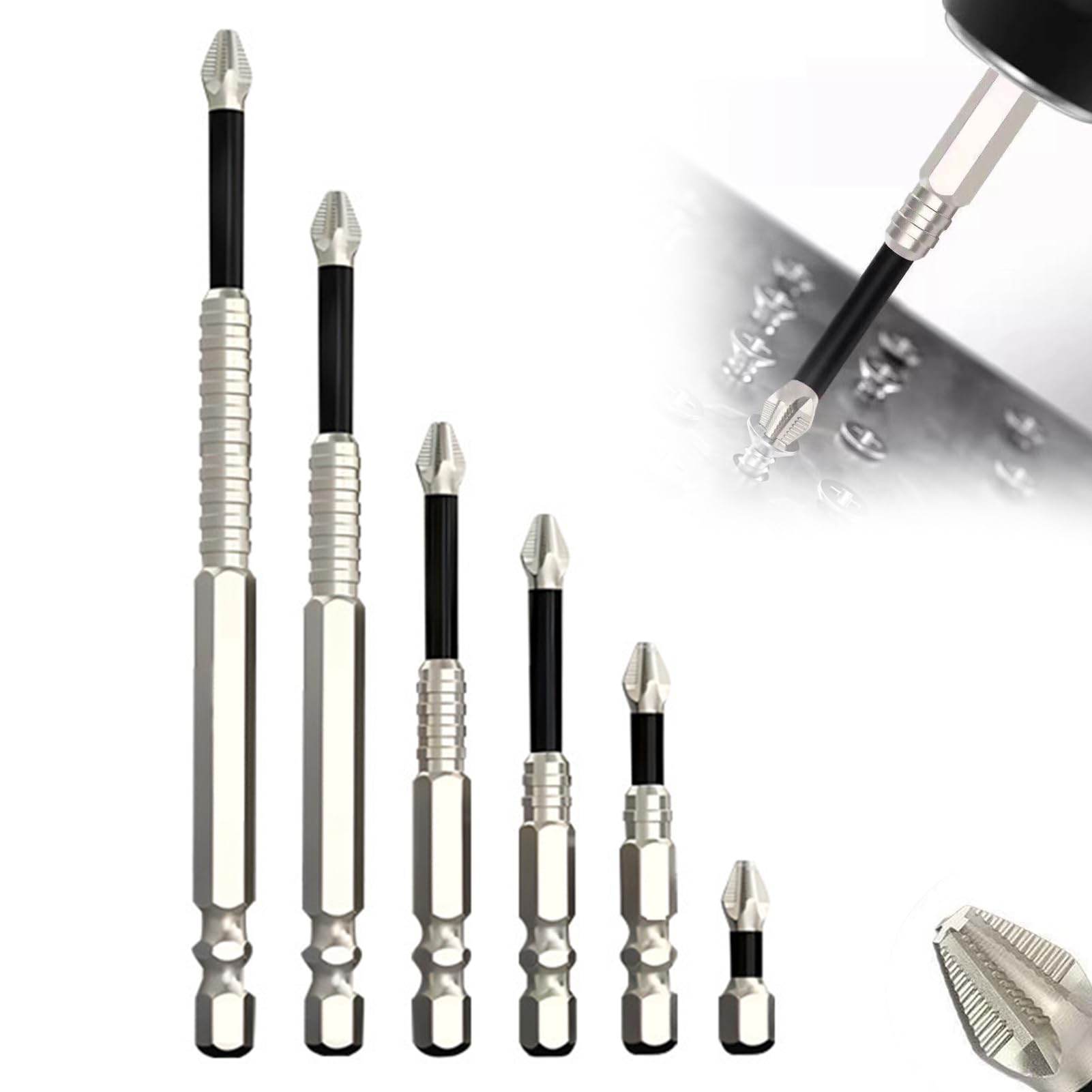 Slideach Magnetic Screwdriver Bits, High Magnetic Screwdriver Drill Bit Set, Anti Slip Magnetic Electric Screwdriver Set for Home Improvement,