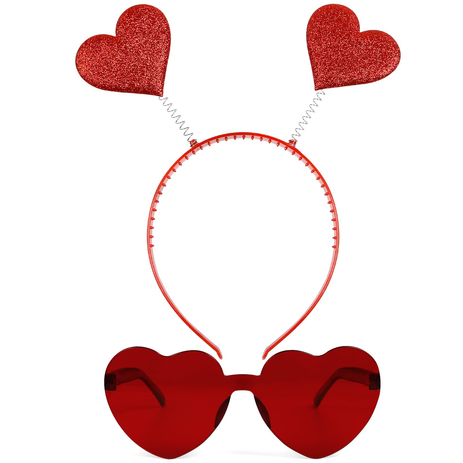 TERSE Heart Headband Sequins Hearts shaped headband for Women Girls Red Cute Heart Head Boppers Valentines Day Props Party Wedding Holiday Costume Hair Accessories