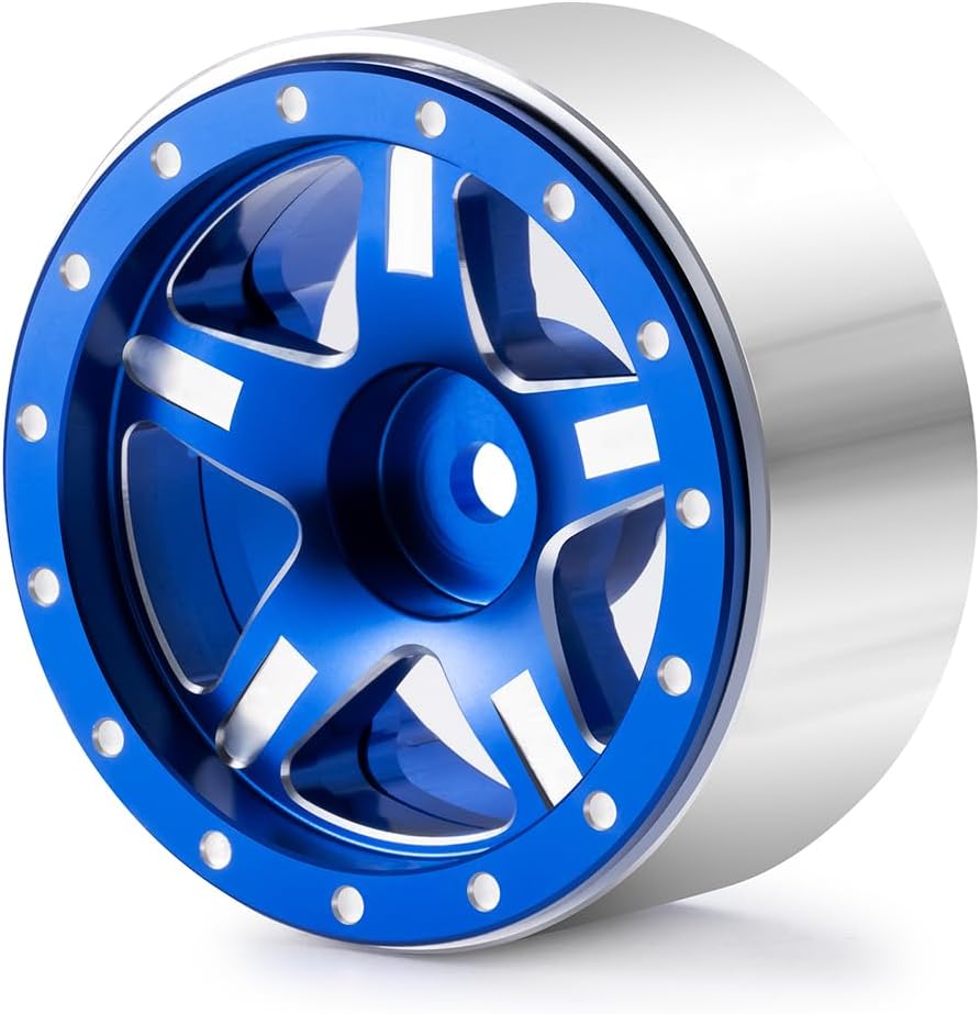 MOHERO 4Pcs 1.3 RC Beadlock Wheels for 1/18 TRX4M Redcat Ascent 1/24 SCX24 RC Crawler Car(Blue)