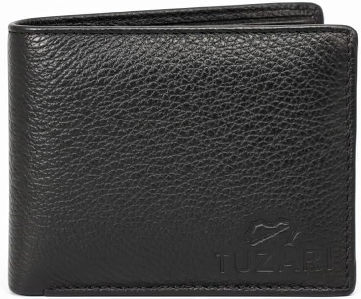 - Genuine Leather Wallet for Men, Bifold Wallet – RFID Blocking, Slim Design, Multiple Card Slots (Black)