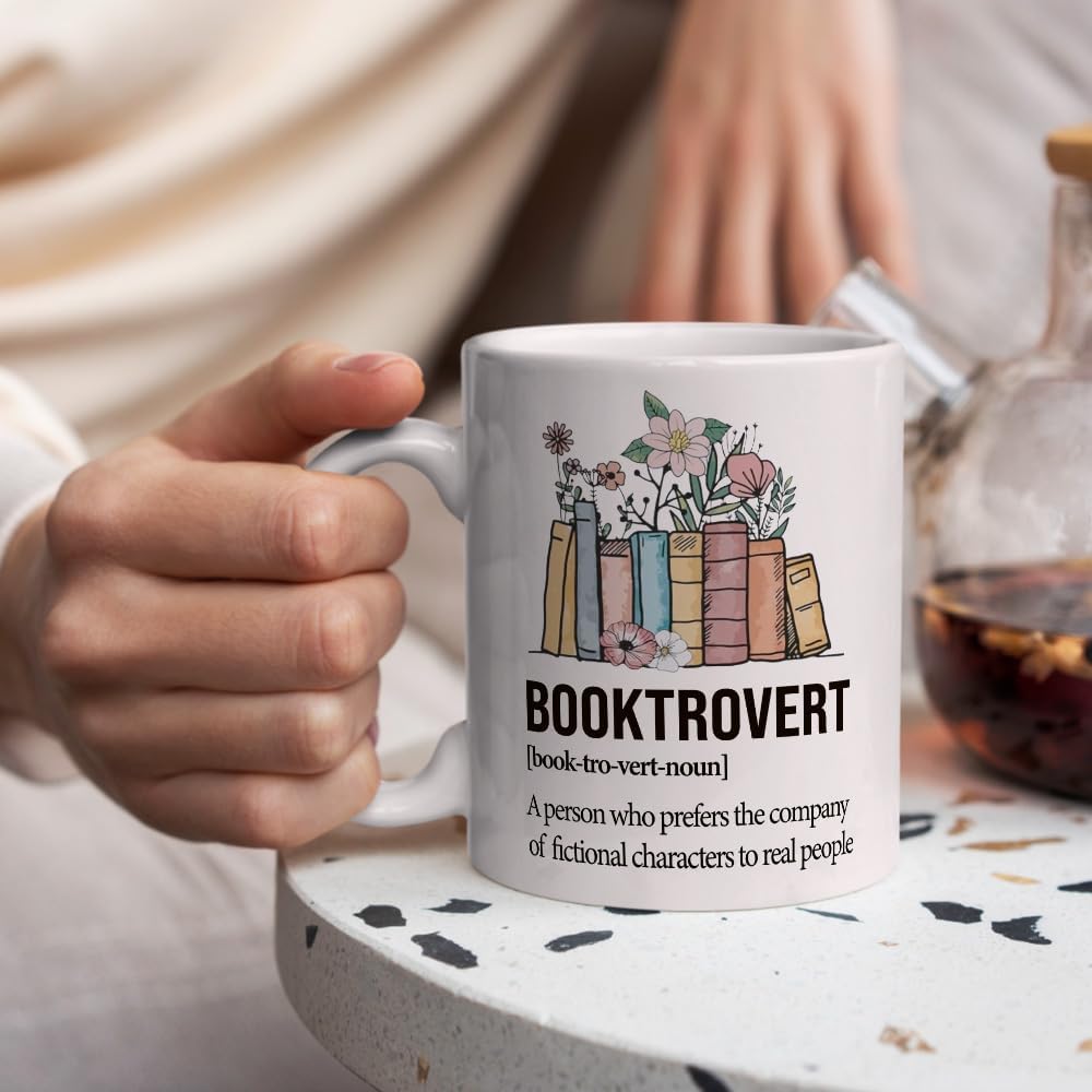 Book Lover Mug -Funny Bookish Gifts for Women, Book Club Gift, Librarian Reader Gift for Bookworms, Reading Themed Coffee Mugs - Drink Coffee Read Books Be Happy - Image 2