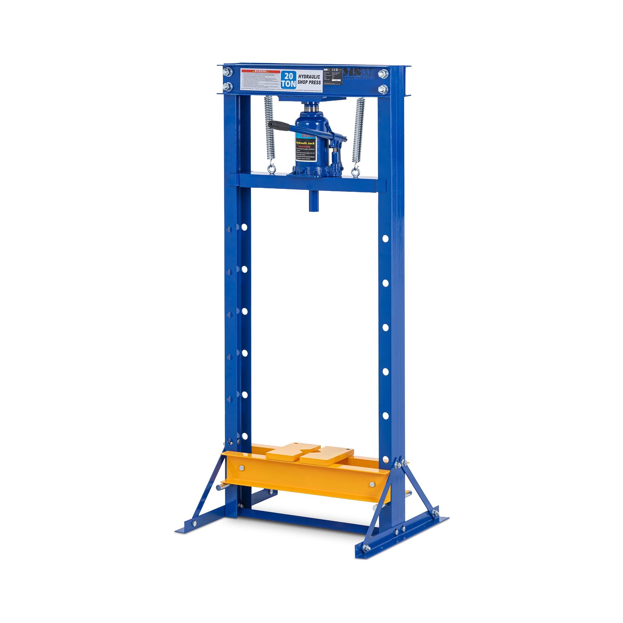 MSW - Prensa de taller de 20 t regulable en altura (7 posiciones), carrera: 150 mm, mesa: 600 x 190 mm, acero al carbono, prensa hidráulica, prensa hidráulica