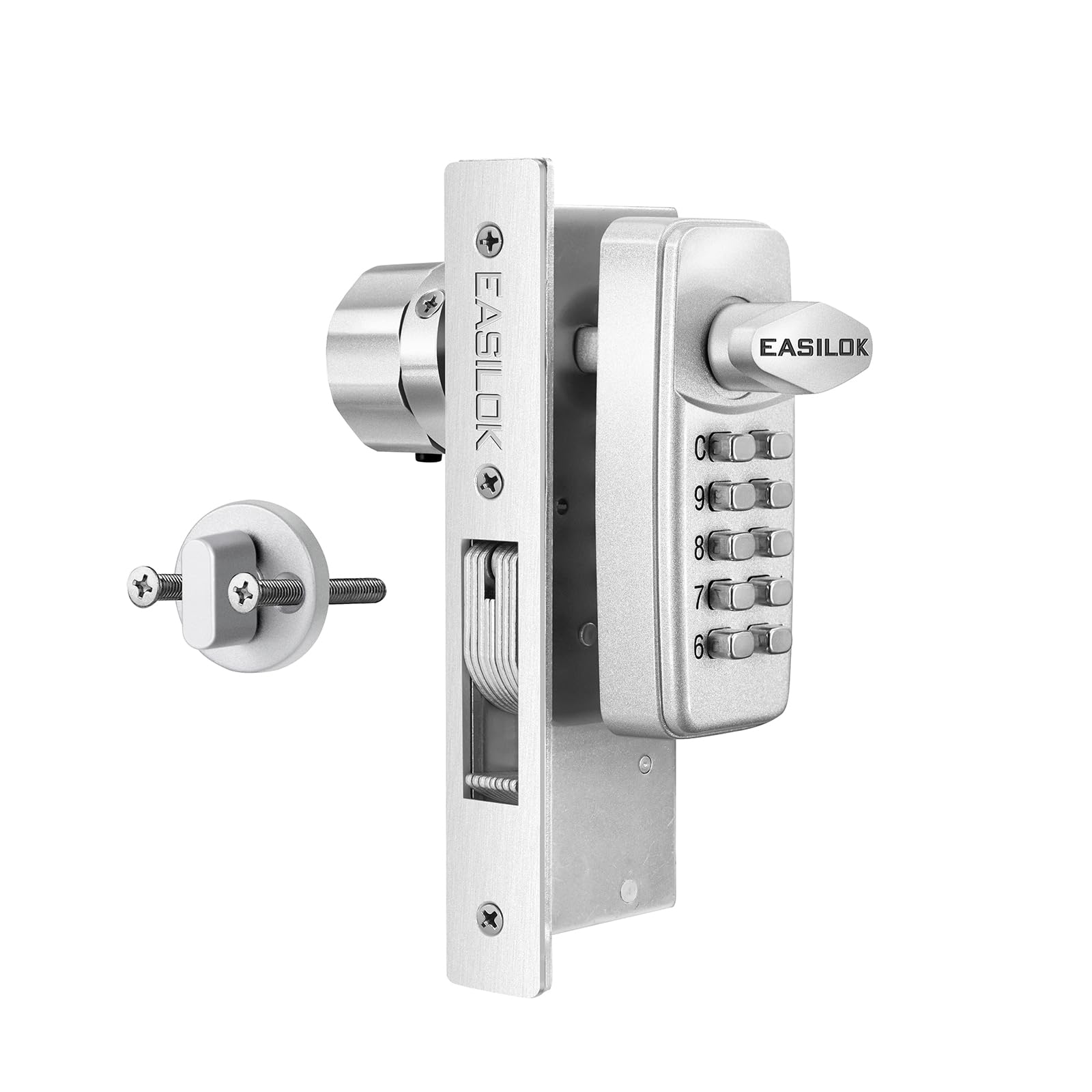 Keyless Entry Storefront Mortise Hook Door Lock Commercial Door Locks Mortise,Keypad Mechanical Zinc (Password) 100% Mechanical, No Electronic,Adams Rite Cam Replacement (Silver, 1.1/8
