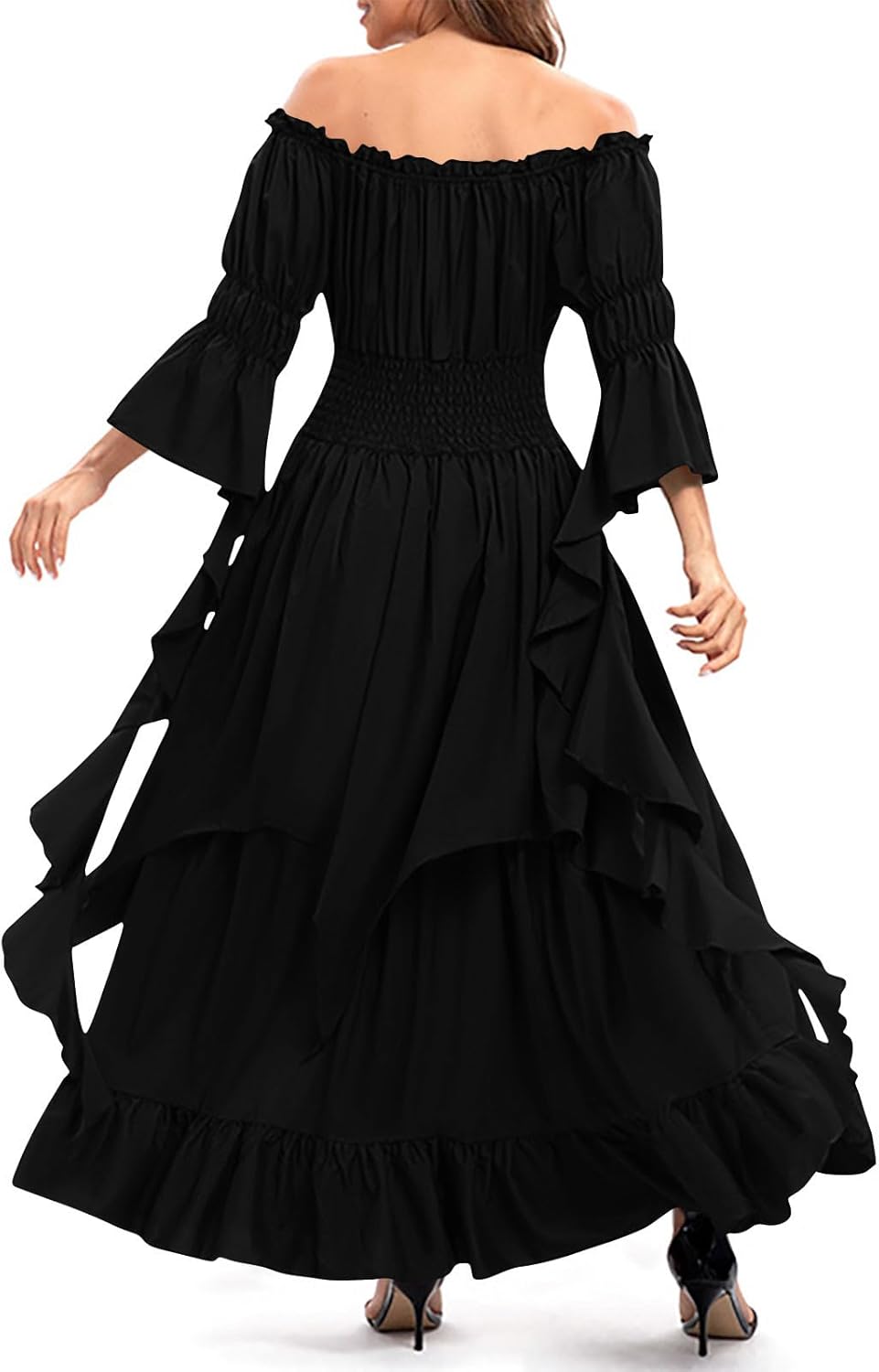 Akklian Renaissance Costume Women Elegant Empire Waist Off Shoulder Medieval Victorian Dress Peasant Gothic Fairy Witch Dress