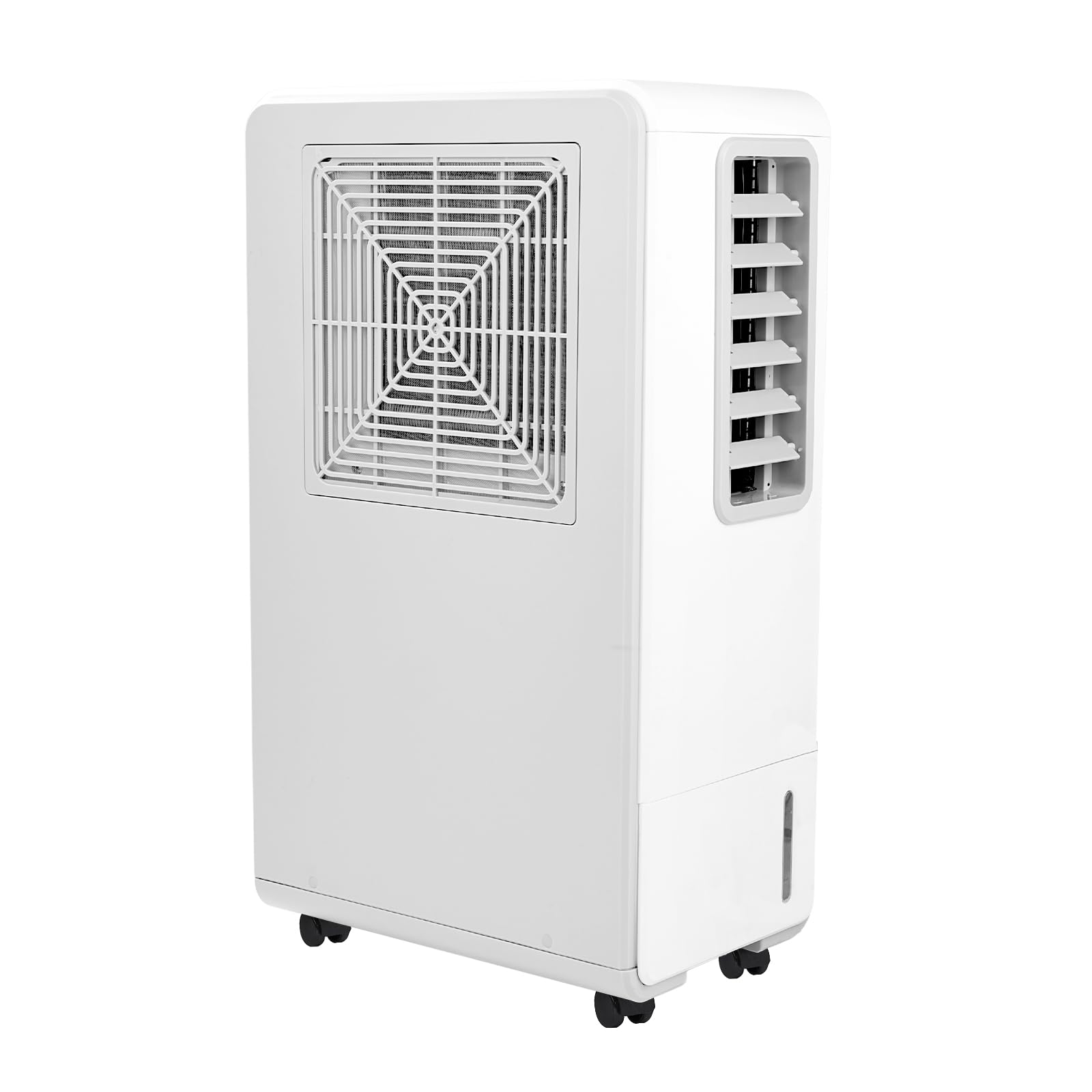 DEWIN Portable Air Conditioner with EU plug, casters, foot pads, remote control, and user manual