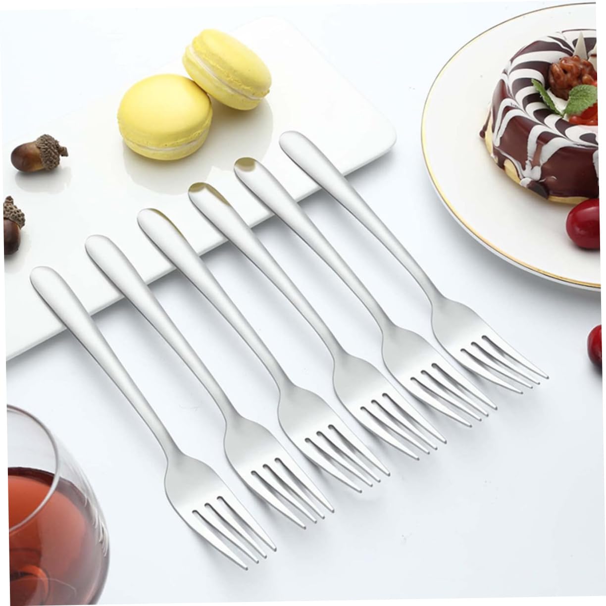 LABRIMP 24piezas Tenedor De Postre Acero Inoxidable Diseño Elegante Para Tartas Frutas Cumpleaños Resistente
