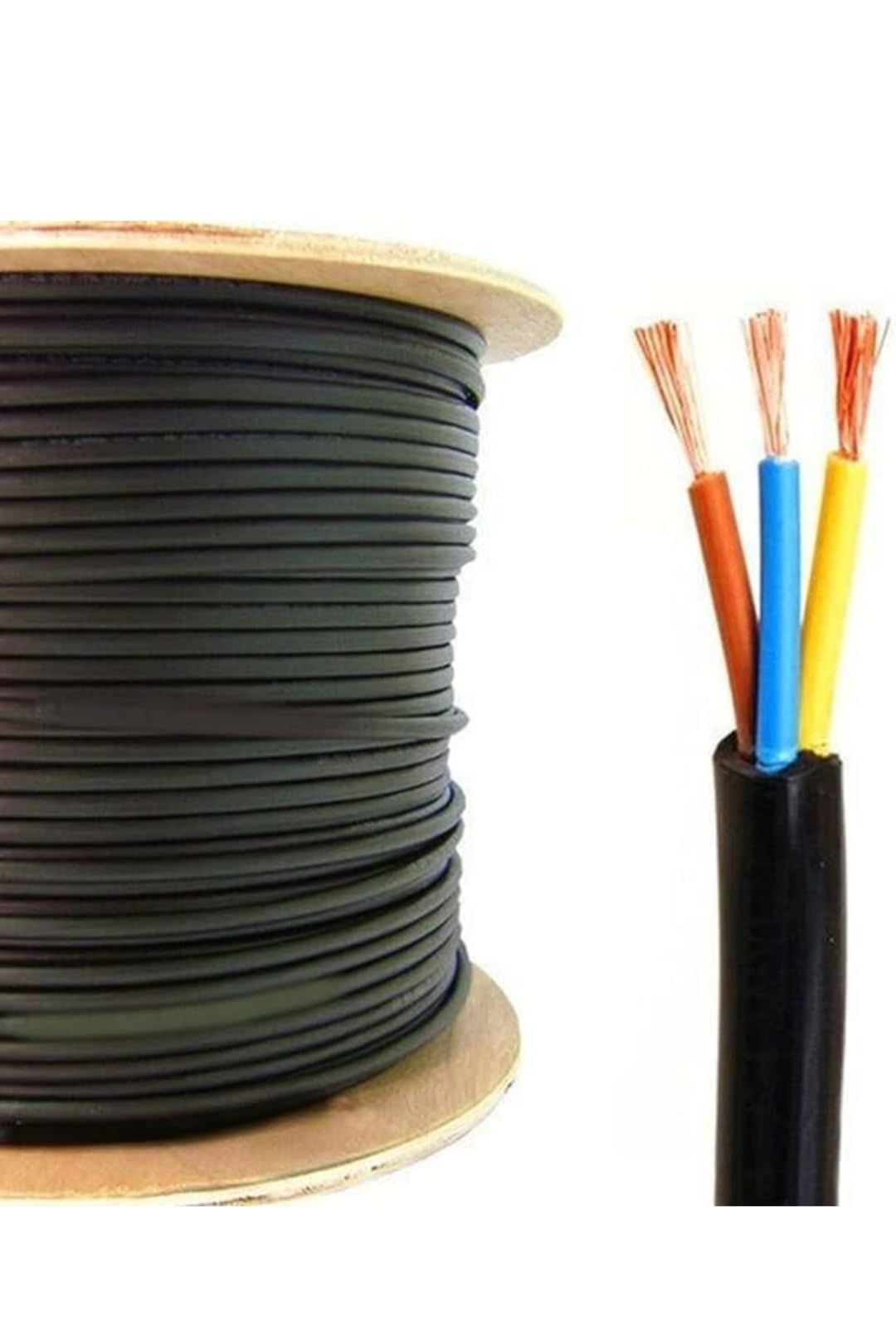3 Core Flat Copper Wires and Cables, 6 mm, 10 Metre Length, for Domestic and Industrial Electric Connections