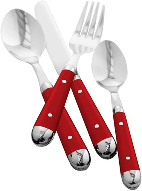 Premier Housewares 16-Piece Brasserie Cutlery Set, Red