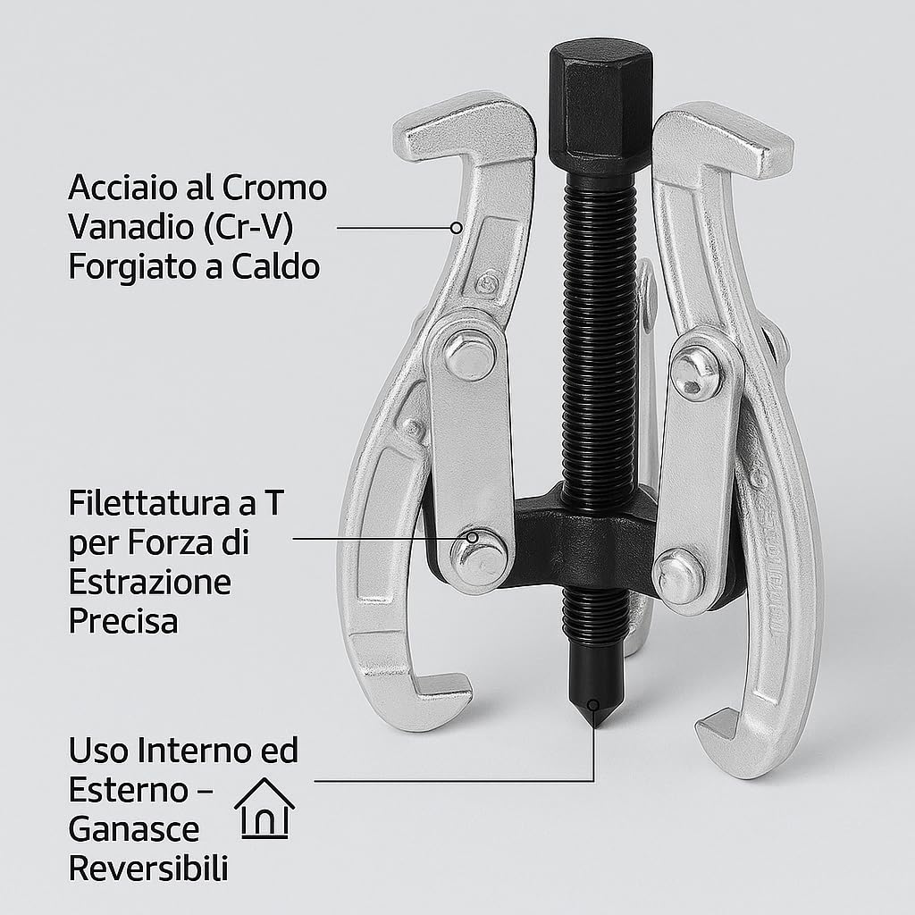Set Estrattore a 3 Ganasce 3pcs (75mm, 100mm, 150mm) – Estrattore per Ingranaggi e Cuscinetti in Acciaio CR-V – Attrezzo Professionale per Meccanica e Officina