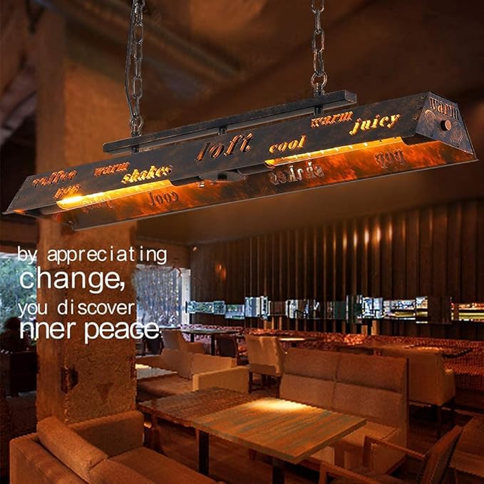 UZOURI E27 Retro Hanglamp Ijzer Letters Kroonluchter Hoogte Verstelbare Industriële Opknoping Licht Woonkamer Keuken Bar 80Cm photo 2