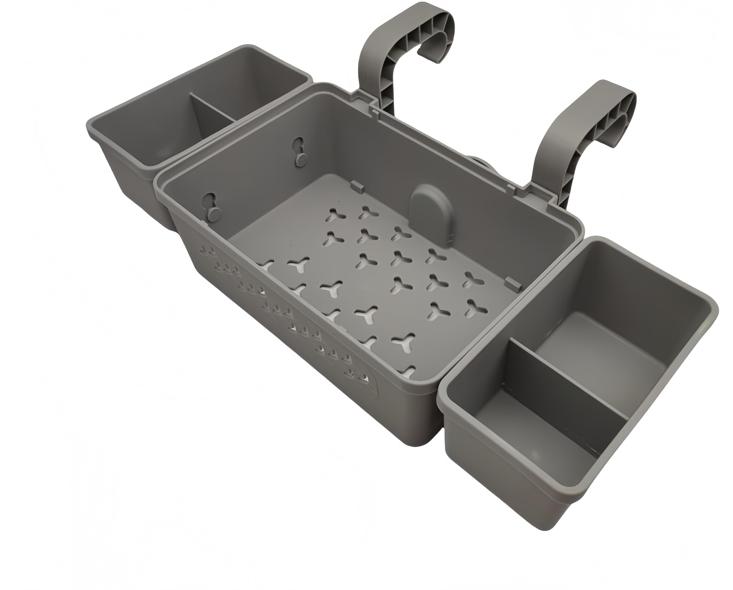 Panier à bord de piscine, 42 x 21 x 13 cm, panier de rangement pour piscine hors sol, plateau de rangement à bord de piscine, fabriqué pour des performances de longue durée, facile à démonter (gris)