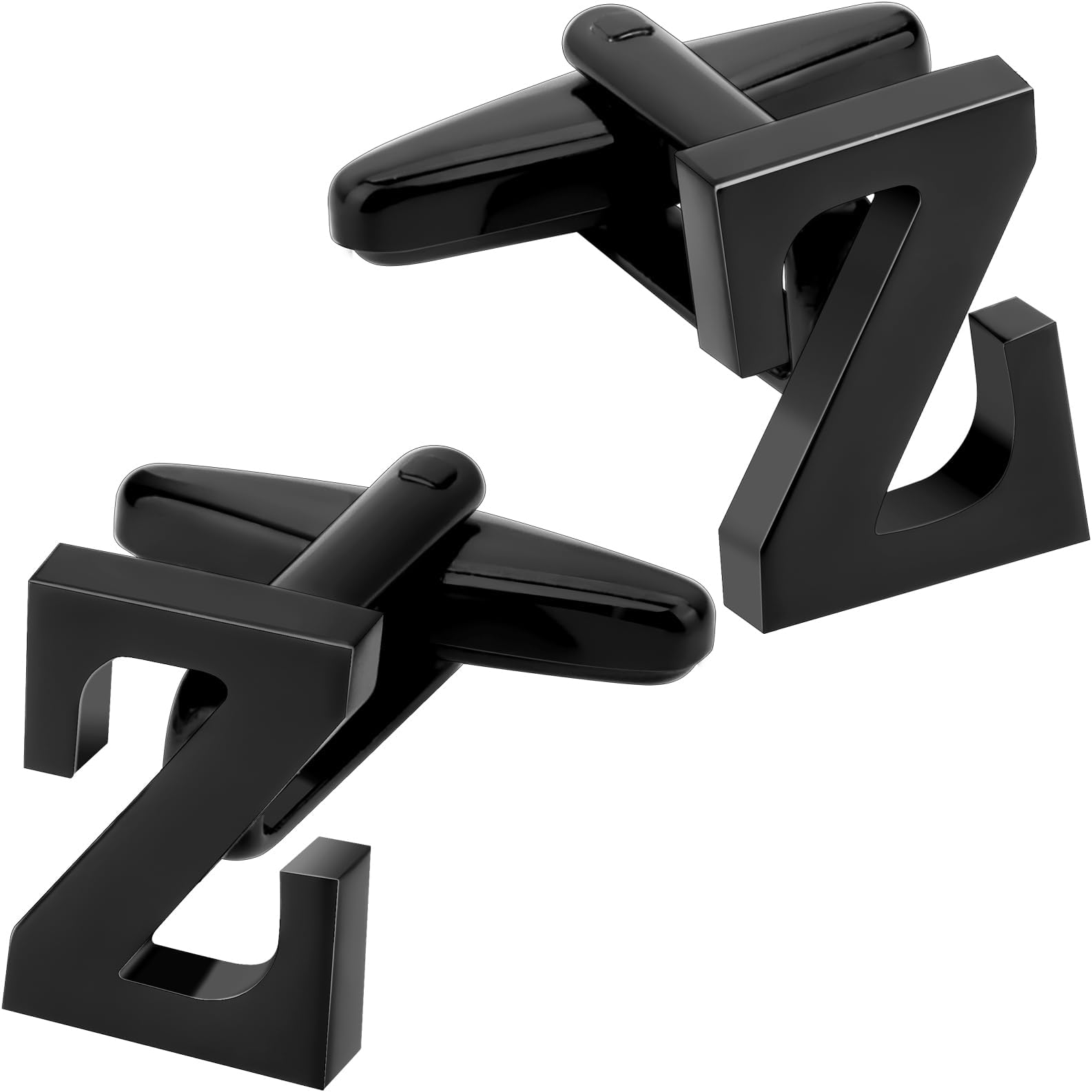 A-Z Initial Cufflink for Men, Classic 18k Gold Silver Black Letter Alphabet Monogram Cuff Links for Wedding Business Party Party