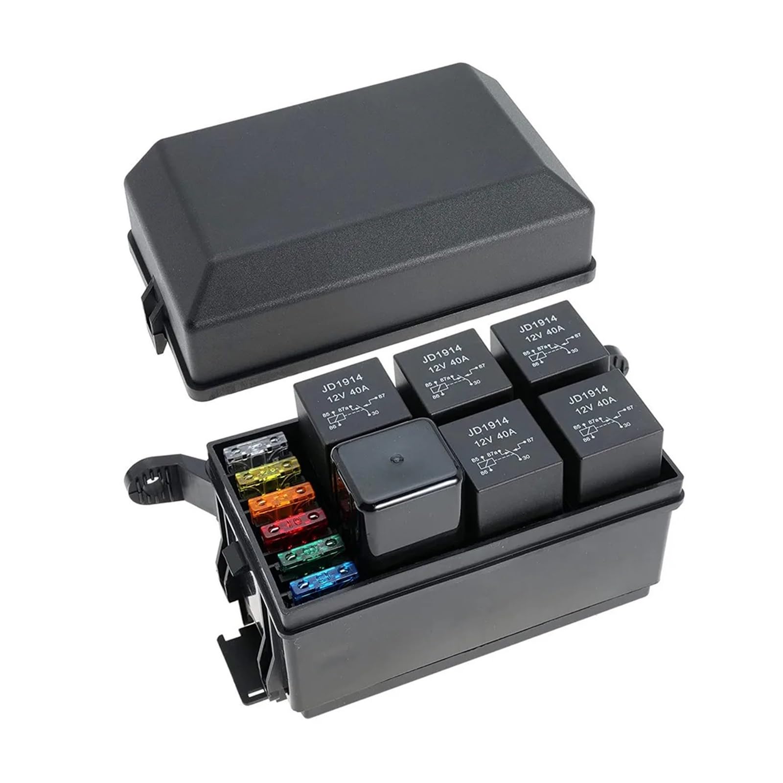 leistungsrelais 40A Relais 6 11 Slots Automotive Universal Relais ATC/ATO Sicherung Box 4 5 Pin Relais for Auto LKW Anhänger sicherung Zubehör(12V 4PIN no line-1)