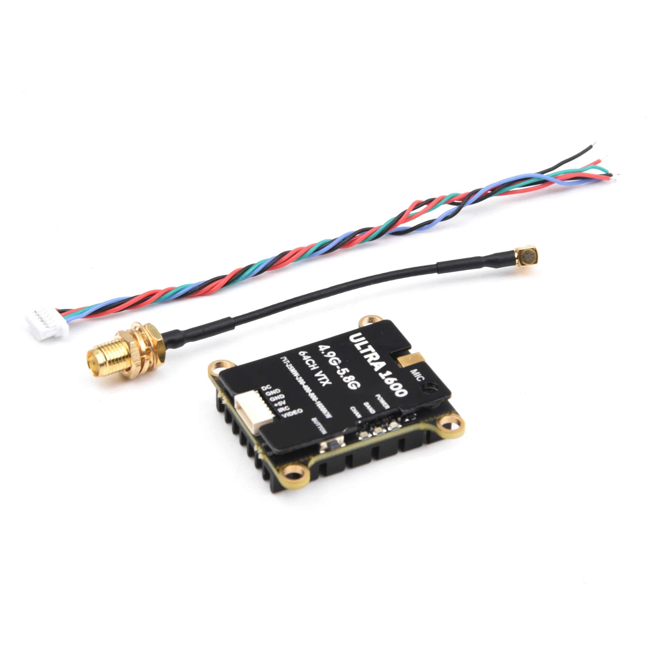 per trasmettitore Video FPV 4.9G-5.8G 64CH 1.6W VTX 25mW/200mW/400mW/800mW/1600mW Regolabile 7-26V per Drone da Corsa a Lungo Raggio RC