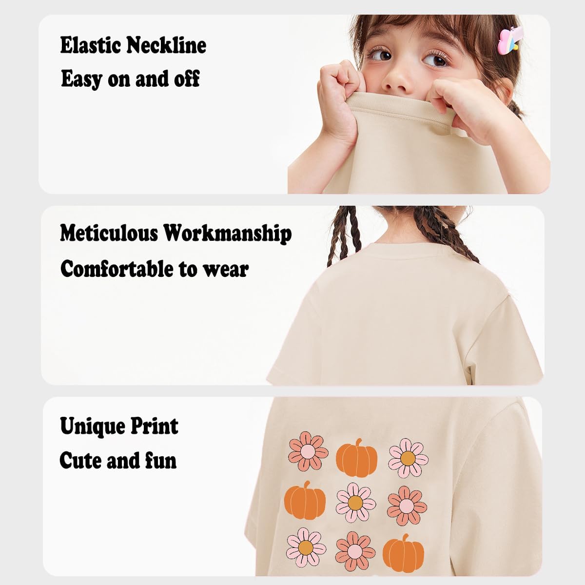 Toddler Girls Thanksgiving Shirts Turkey Pumpkin T Shirt Cotton Short Sleeve Halloween Tops 1-10 Years - Image 6