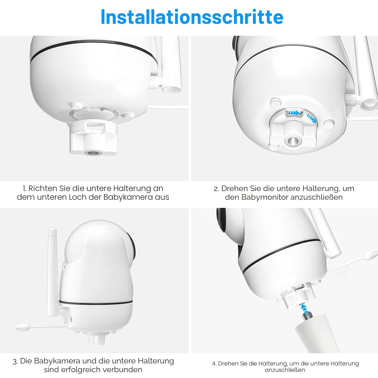HOLACA Babyphone-Halterung für HelloBaby HB40/ HB65/ HB66/ HB6339/ HB6336/ HB6351/ HB6550 & Blemil Babyphone BL9052-2, Halterungen kompatibel mit allen Kameras mit 1/4-Zoll-Schraube